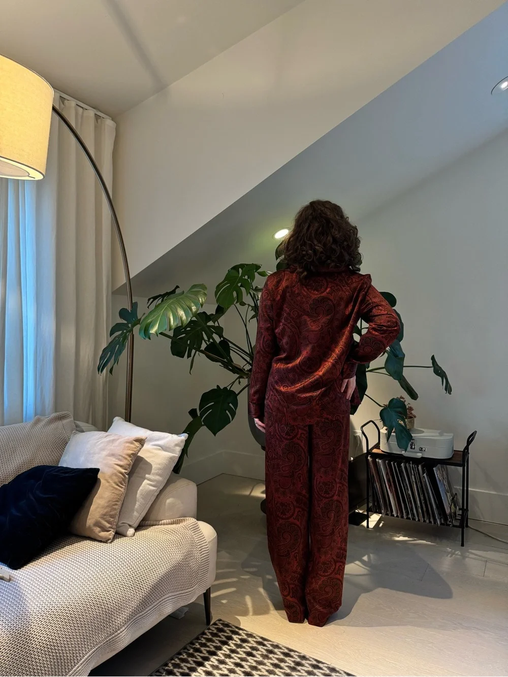 Ralph Lauren Burgundy Paisley Satin Pajama Set